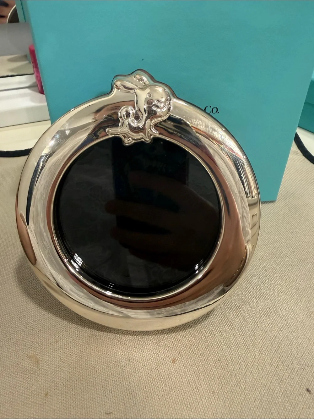 Tiffany & Co. Sterling Silver Round Frame with Rabbit Accent - Silver